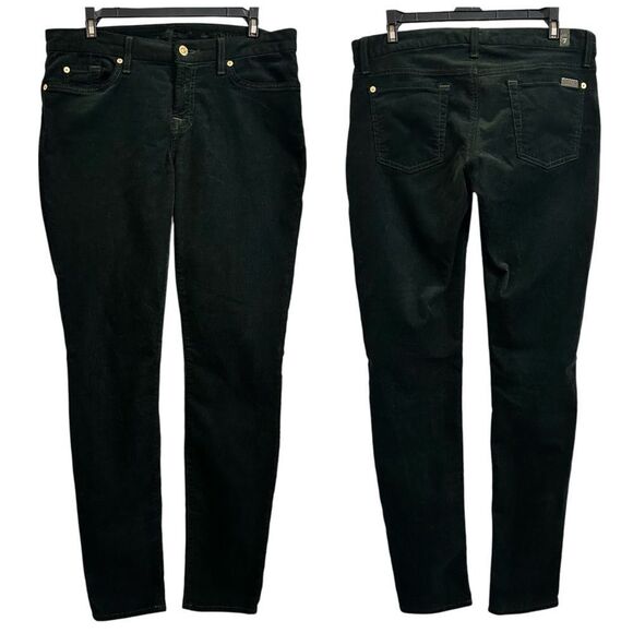 7 FOR ALL MANKIND‎ DARK FOREST GREEN CORDUROY SKINNY PANTS 30 - Picture 1 of 14